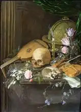 Naiveu, Matthijs: A Vanitas Still Life with a Nautilus and a Lute