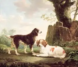 Towne, Charles: Two spaniels in a landscape