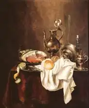 Heda, Gerrit Willemsz: Still Life of Ham and Silver Plate