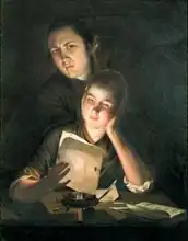Wright, Joseph: A Girl reading a letter by Candlelight, with a Young Man peering over her shoulder, c.1760-2