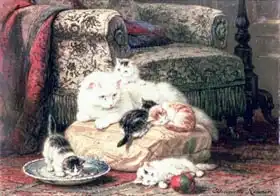 Ronner-Knip, Henriette: Cat with her Kittens on a Cushion