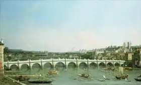 Canaletto, Giovanni: Westminster Bridge from the North with Lambeth Palace in distance