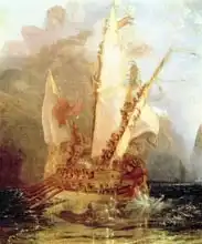 Turner, William: Ulysses Deriding Polyphemus, detail of ship