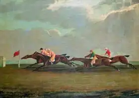 English school (19th century): Racing at Cheltenham