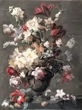Moser, Mary: Flowers in a Vase standing on a Ledge (Aries), late 18th century