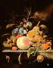 Mignon, Abraham: Still Life of Fruit and Nuts on a Stone Ledge