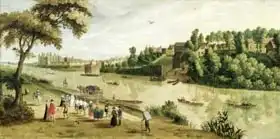 Flemish school (17th century): The Thames at Richmond, with the Old Royal Palace