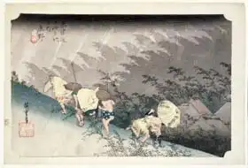 Hiroshige, Ando or Utagawa: TH Riches 1913 Sudden Rainstorm at Shono (Shono haku-u