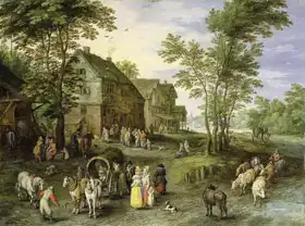 Brueghel, Jan, the elder: Country Landscape (preparation for departure)
