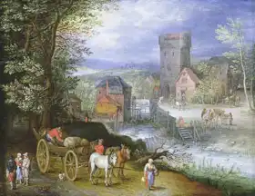 Brueghel, Jan, the younger: River scene with mill