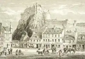 English school (19th century): Castle and Grassmarket, Edinburgh in c.1880, from 