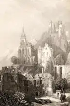 Roberts, David: Trarbach, engraved by E.I. Roberts, illustration from 
