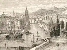 English school (19th century): Bilbao, Spain, illustration from 
