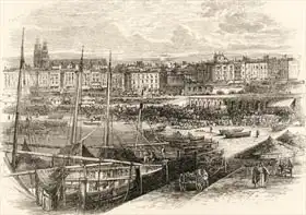 English school (19th century): The Port of Barcelona, Spain, from 