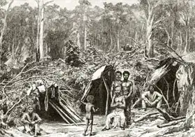 English school (19th century): Native Aboriginie Encampment, c.1880, from 