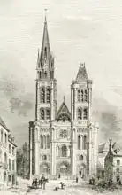 French school (19th century): The Cathedral of Saint Denis, with the north tower before its demolition, from 