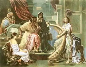 Cellarius, Andreas: David playing the harp for Saul