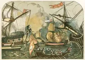 English school (19th century): English fireships burning among the Spanish Armada