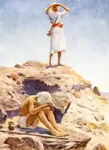 Margetson, William Henry: Elijah and his servant watching for rain on Mount Carmel