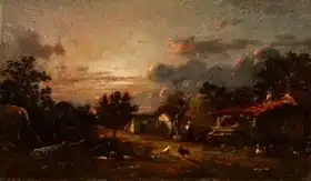 Dupré, Julien: Village Scene, Sunset
