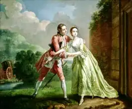 Hayman, Francis: Robert Lovelace preparing to abduct Clarissa Harlowe, from 