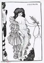 Beardsley, Aubrey: Lysistrata Shielding Her Coynte, illustration for Lysistrata by Aristophanes (c.445-c.385 BC)