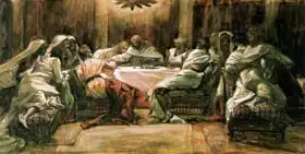 Tissot, James Joseph: The Last Supper. Judas Dipping His Hand in the Dish, illustration for 