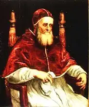 Tizian: Pope Julius II (1443-1513) after a painting by Raphael, c.1545-46