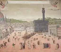 Italian school (16th century): Savonarola Being Burnt at the Stake, Piazza della Signoria, Florence