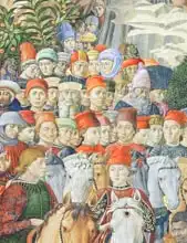 Gozzoli, Benozzo di Lese di Sandro: The Procession of the Magi, detail of the Cavaliers, 1459-62