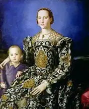 Bronzino, Agnolo: Portrait of Eleanor of Toledo and her Son, Giovanni de Medici, c.1544-45