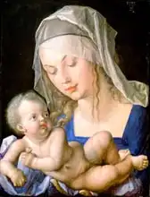 Dürer, Albrecht: Virgin and child holding a half-eaten pear