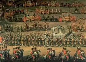 Mytens or Meytens, Martin II: The arrival of Isabella of Parma on the occasion of her wedding to Joseph II (later Emperor of Germany)
