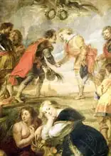 Rubens, Peter Paul: The Meeting of Ferdinand II (1578-1637) and his son the Cardinal Infante Ferdinand before the battle of Nordlingen in 1634, 1634-35