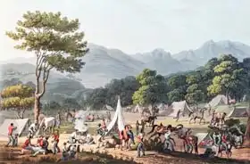St. Clair, Thomas Staunton: Troops Bivouacked near Villa Velha, engraved by C. Turner, 19th May 1811
