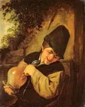Ostade, Adriaen van: A Peasant Holding a Jug and a Pipe, c.1650-55