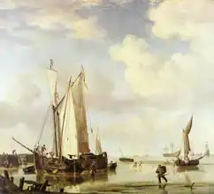 Velde, Willem van de: Dutch Vessels Inshore and Men Bathing