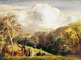 Palmer, Samuel: Landscape, figures and cattle