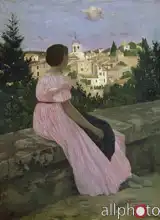 Bazille, Jean Frederic: Pink dress