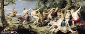 Rubens, Peter Paul: Diana and her Nymphs surprised phauny