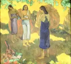 Gauguin, Paul: Three Tahitian Women against a Yellow Background