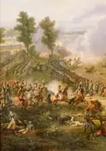 Lejeune, Louis: The Battle of Marengo, detail of Napoleon Bonaparte (1769-1821) and his Major