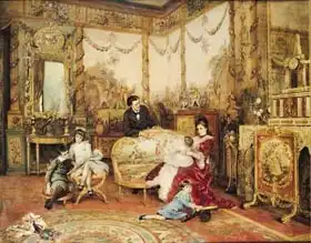 Brely, Auguste de la: Victorien Sardou (1831-1908) and his Family in their Drawing Room at Marly-le-Roi