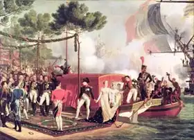 Crepin, Louis Philippe: Napoleon I (1769-1821) and Marie Louise (1791-1847) Disembarking at Antwerp