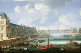 French school (17th century): The Seine Viewed Towards the Pont-Neuf, the Louvre and the College Mazarin, c. 1675