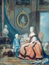 Tour, Maurice Quentin de la: Portrait of Marie-Josephe de Saxe (1731-67) Dauphine of France and her son Louis Joseph Xavier de France (1751-61) Duke of Burgundy, c.1760-61