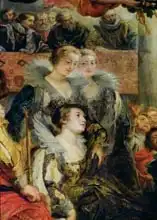 Rubens, Peter Paul: The Medici Cycle: The Coronation of Marie de Medici (1573-1642) at St. Denis, 13th May 1610, detail of the Princesses of Guemenee and Conti, 1621-25