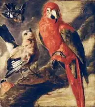 Flemish school (17th century): Macaw and Bullfinch
