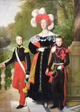 Hersent, Louis: Marie Amelie of Bourbon-Sicile (1782-1866) and her sons, Henri of Orleans (1822-97) Duke of Aumale and Antoine (1824-90) Duke of Montpensier