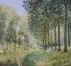 Sisley, Alfred: The Rest by the Stream. Edge of the Wood
